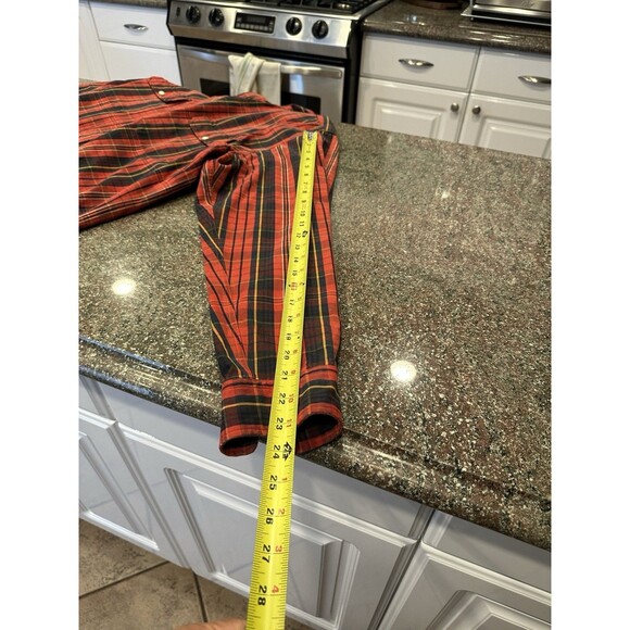 VTG‎ Polo Ralph Lauren red black plaid Cotton heavy  cotton shirt Mens Large - Picture 10 of 11